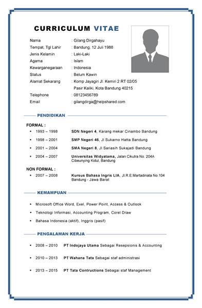 2 Contoh Cv Yang Menarik Dalam Bentuk Word Fresh Graduate